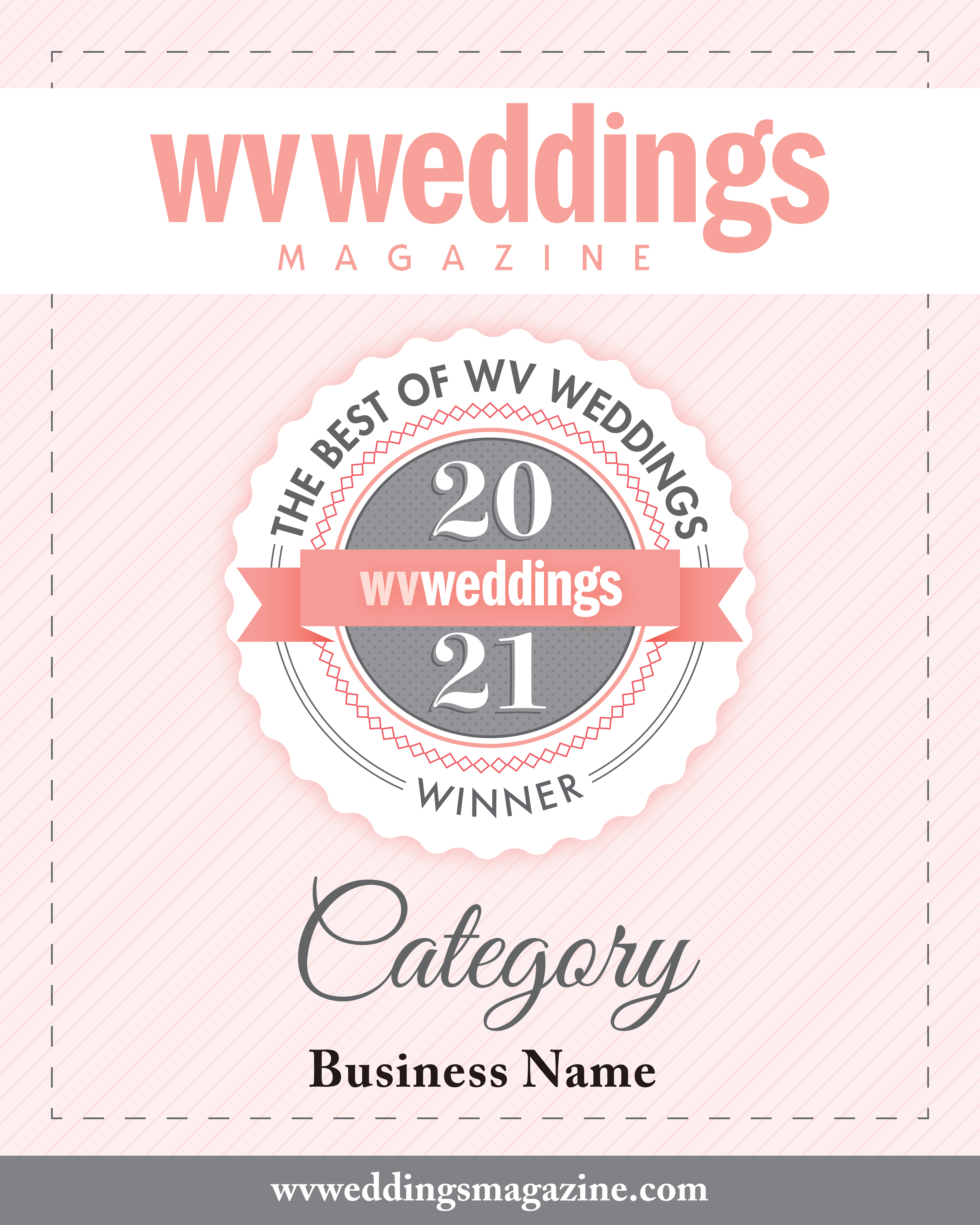 Best of WV Weddings 2021 Customized Winner Plaque