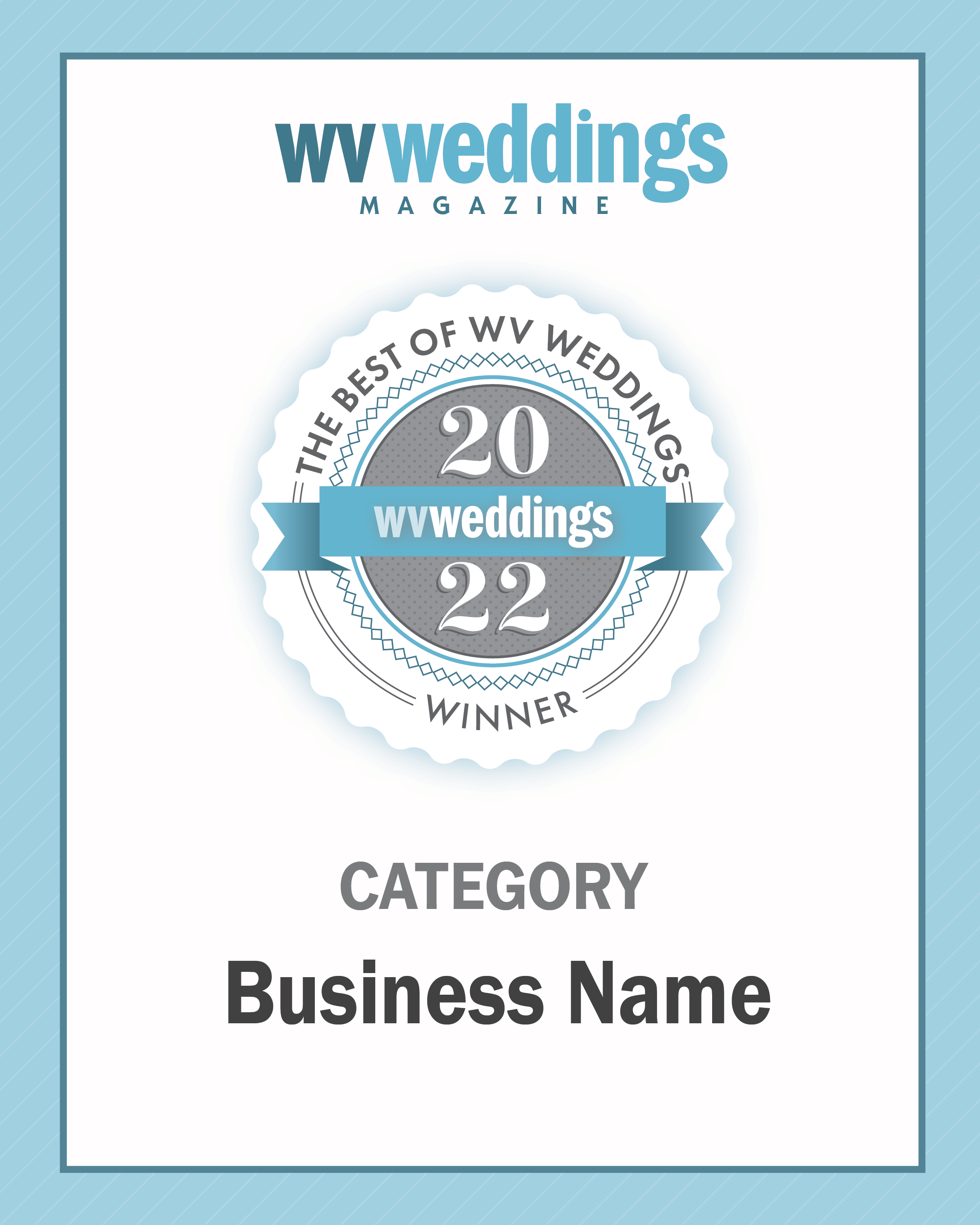 Best of WV Weddings 2022 Customized Winner Plaque